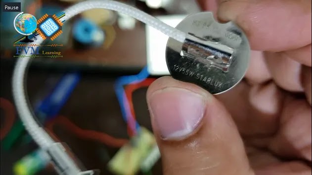 Teste inicial lâmpada Halógena como carga - fvml.com.br