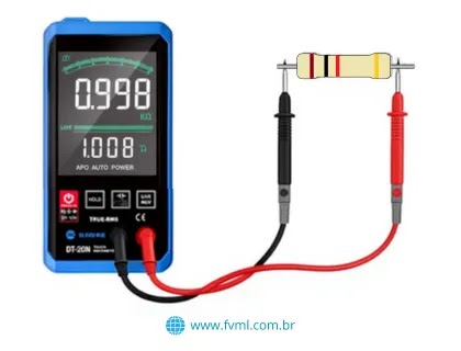 Exemplo prático mostrando como medir um resistor com multímetro - fvml.com.br