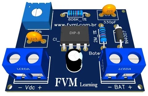 Placa de Circuito Impresso Carregador de bateria de Lítio com LP2951 - fvml.com.br