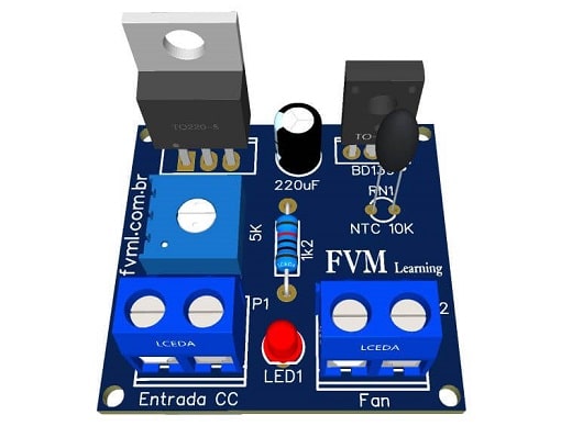 PCI do Circuito Controle de Fan Cooler por Temperatura com Transistor