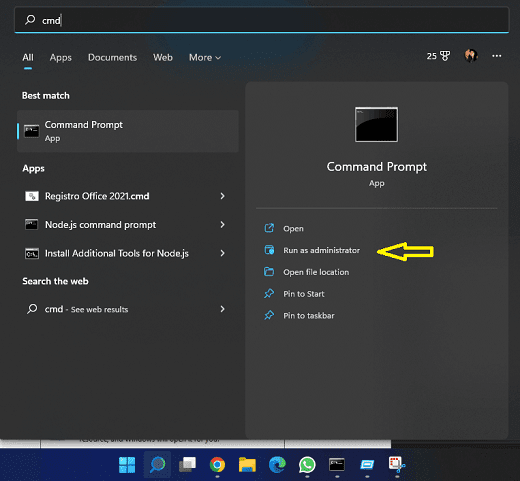 Prompt de Comando Windows 11 - Abrindo o CMD Menu Iniciar