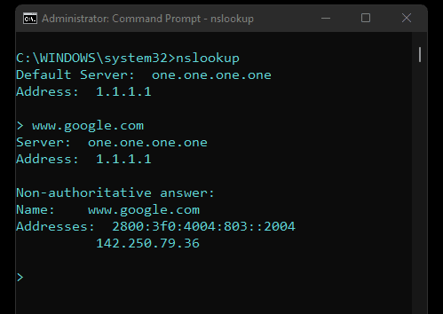 Prompt de Comando: Sintaxe nslookup