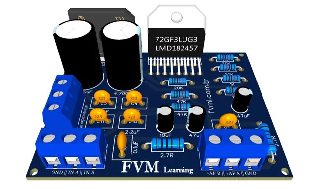 Placa do Circuito Impresso do Amplificador de Som Hi-End Estéreo 60W Utilizando o CI LM4766 - fvml