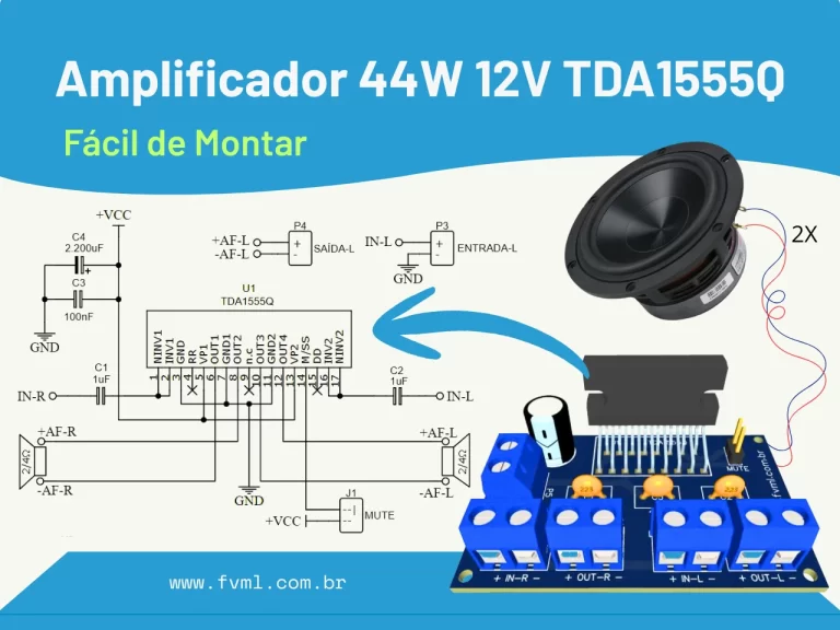 Amplficador-44W-12V-TDA1555Q-